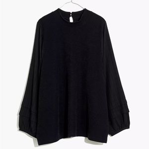 NWT Madewell Plus Weavemix Mockneck Bubble-Sleeve Top